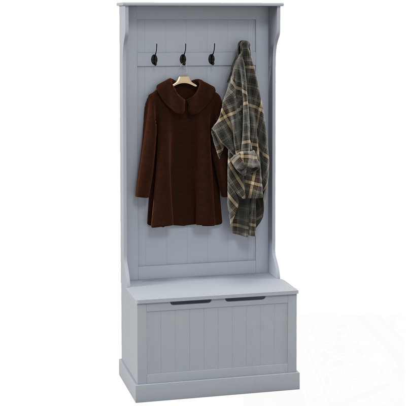 Hall Tree with bench and storage space, Gray