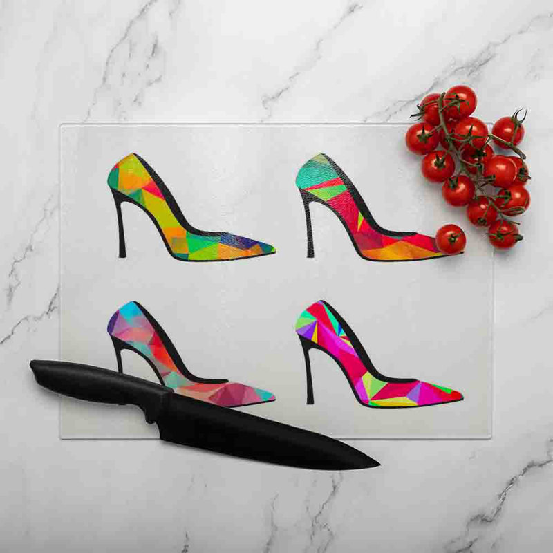 Geometric High Heels Glass Chopping Board
