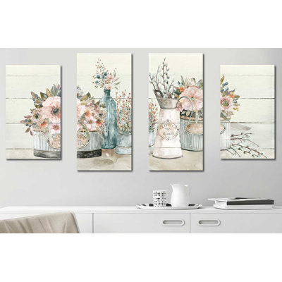 "Flower Market" par Carol Robinson, ensemble de 4 reproductions sur toiles