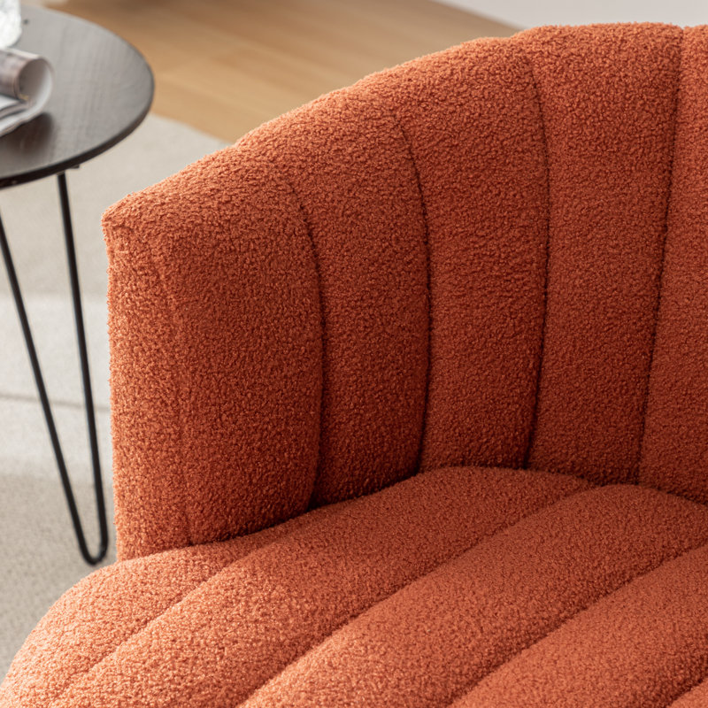 Fauteuil demi-tonneau pivotant rembourré Bryonie, Orange moelleux