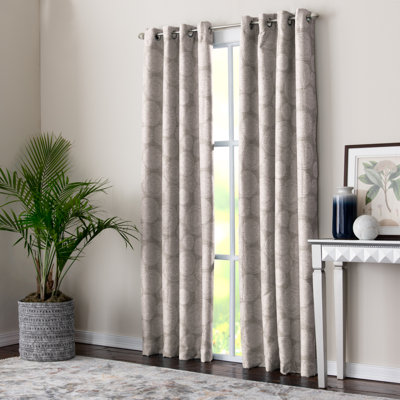 Hermbusche 100% Polyester Room Darkening Circle Print Curtain Panel with Grommet Top