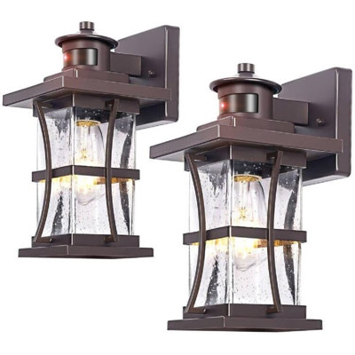 2 Packs Motion Sensor Outdoor Wall Lights - Upgrade Dusk To Dawn Porch Lighting, LED Exterior Lantern Fixture Wall Sconce, Waterproof Outside Light For House, Black Anti-Rust Lamp For Garage Doorway