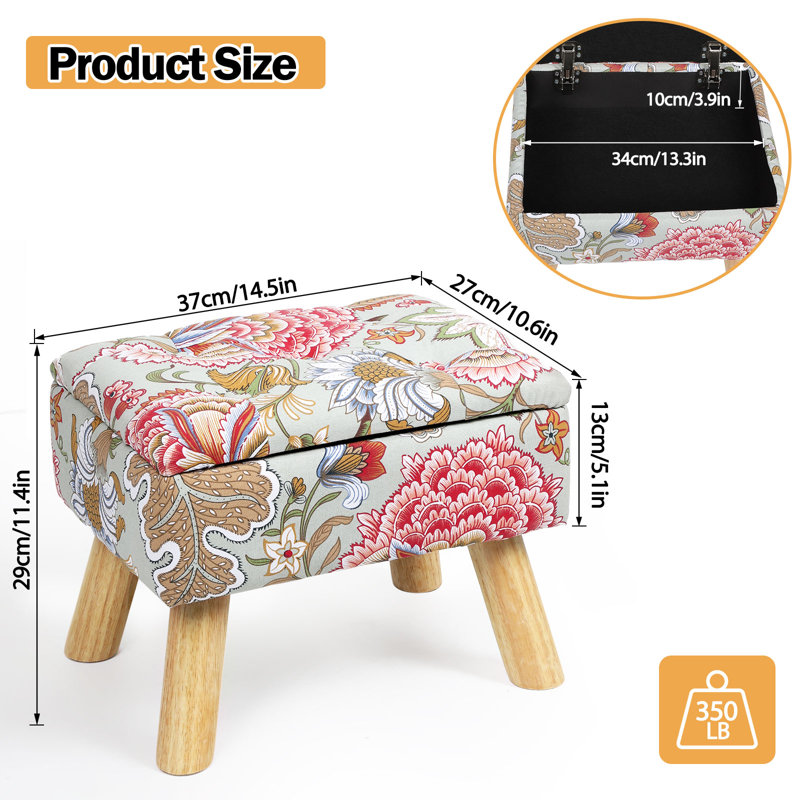 Repose-pieds floral avec espace de rangement