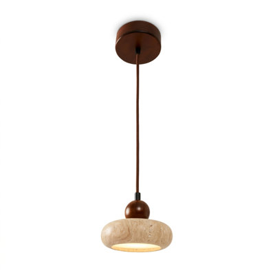 Elias Travertine & Wood Pendant