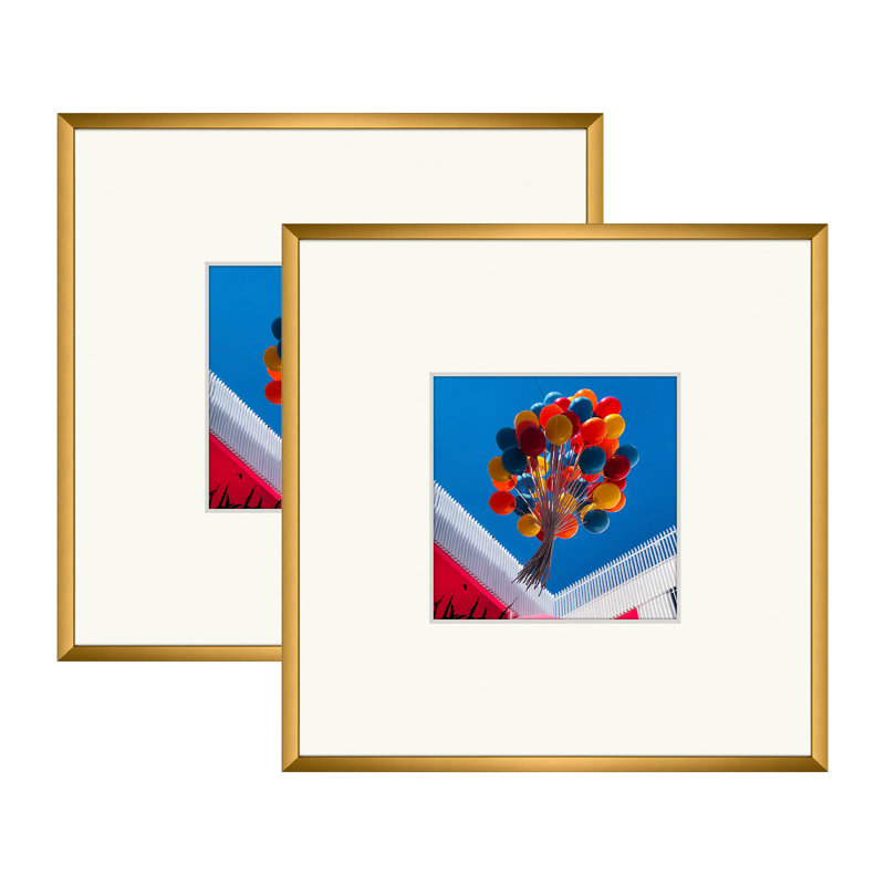 Cadre photo en métal avec passe-partout - Basics by Wayfair ™, 8 po x 8 po emmêlé à 4 po x 4 po, Bronze