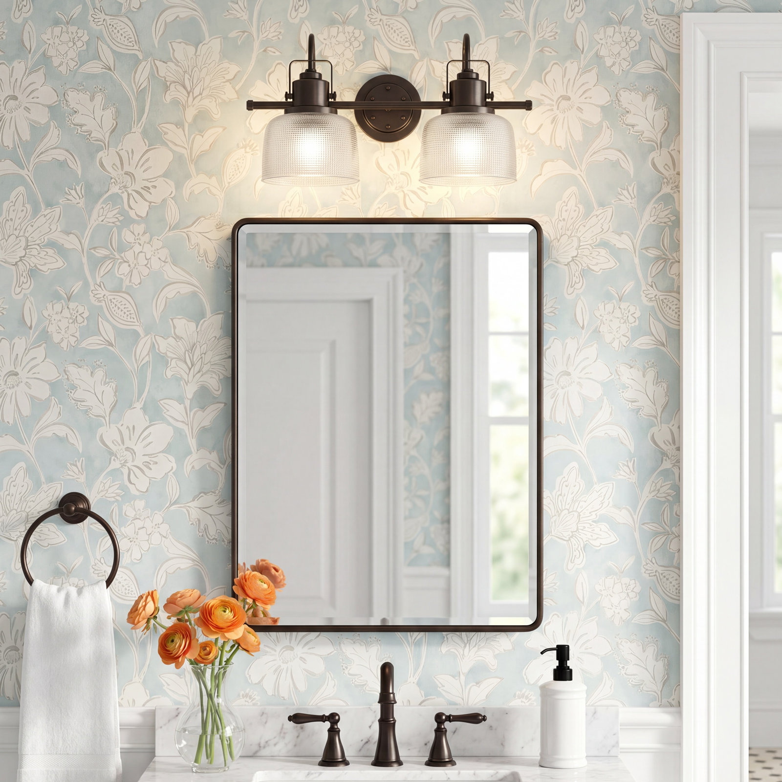 Rosser Dimmable Vanity Light, 8.75"H x 17"W x 7.25"D, Venetian Bronze, 2 Lights