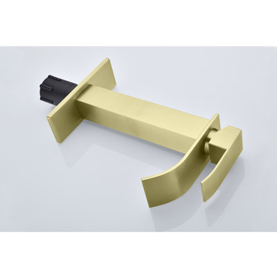 Waterfall Spout Single Handle Bathroom Sink Faucet In Dazzling Brushed Gold - Stainless Steel For Exceptional Quality Alluring A Seductive Bathroom, Crafted