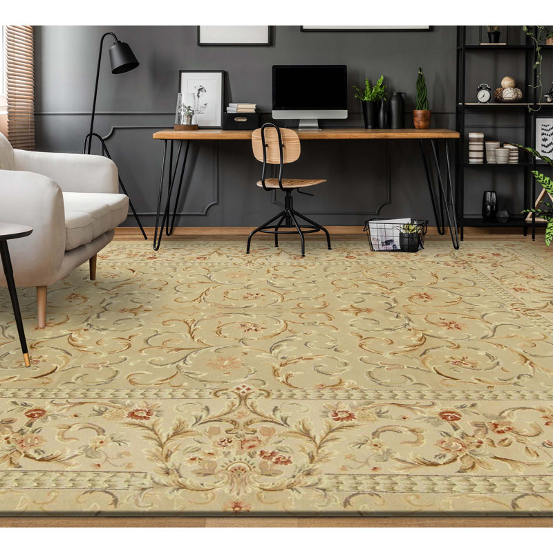 High-Quality Hand-Knotted Beige Area Rug