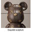 Figurine d'ours en résine contemporaine de luxe, sculpture de sol à imprimé rétro, objet de décoration tendance avec socle