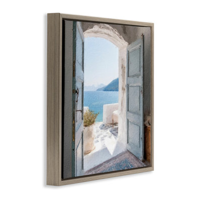 Costal Door to Ocean Black Framed Floater Canvas Wall Art by RileyB