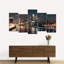 «Philadelphia Night Skyline» sur toile, reproduction de 5 pièces-1679453668