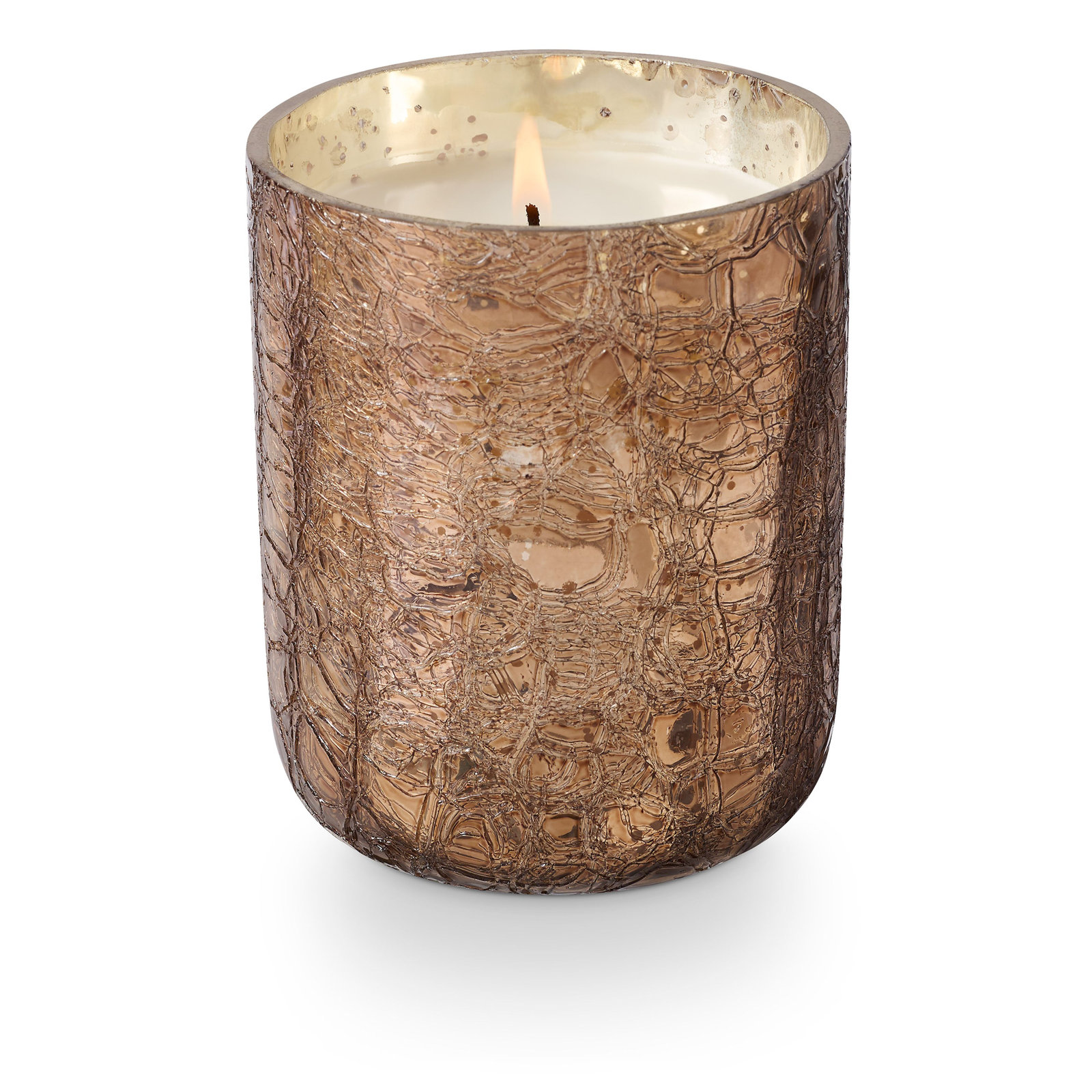  Noble Holiday Woodfire Small Radiant Glass Candle, Small Boxed Crackle Glass