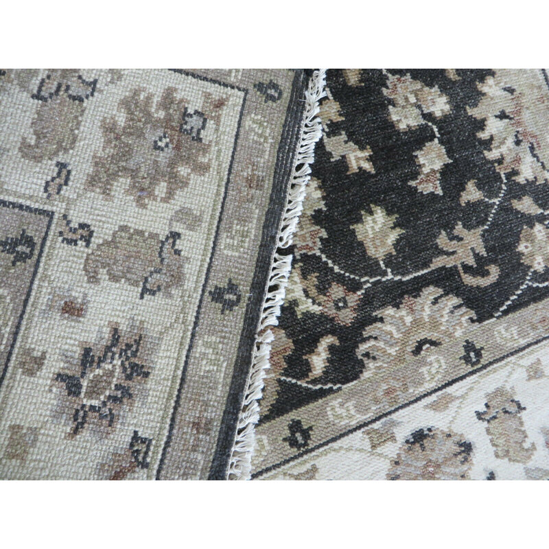 Tapis oriental gris anthracite noué à la main 6 pi 9 po x 9 pi 9 po Ushak 633F155510A04D48999F0B8EA589BDB1