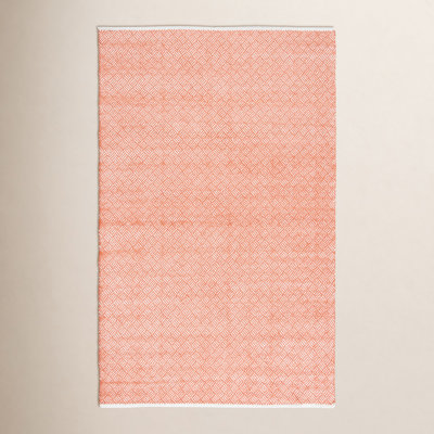 Evansdale Orange Hand-Woven Geometric Cotton Rug