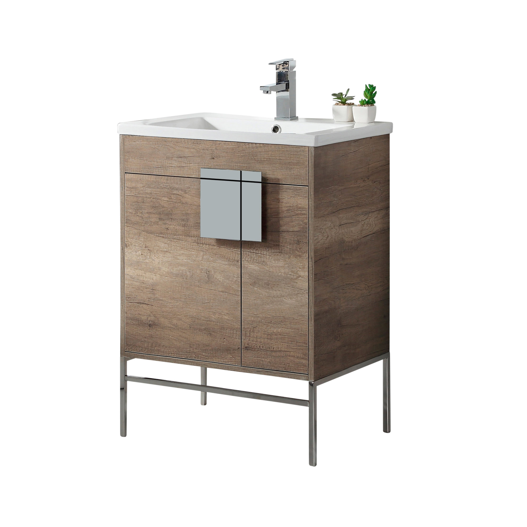 Maisie 24'' Single Bathroom Vanity, Gray, Polished Chrome