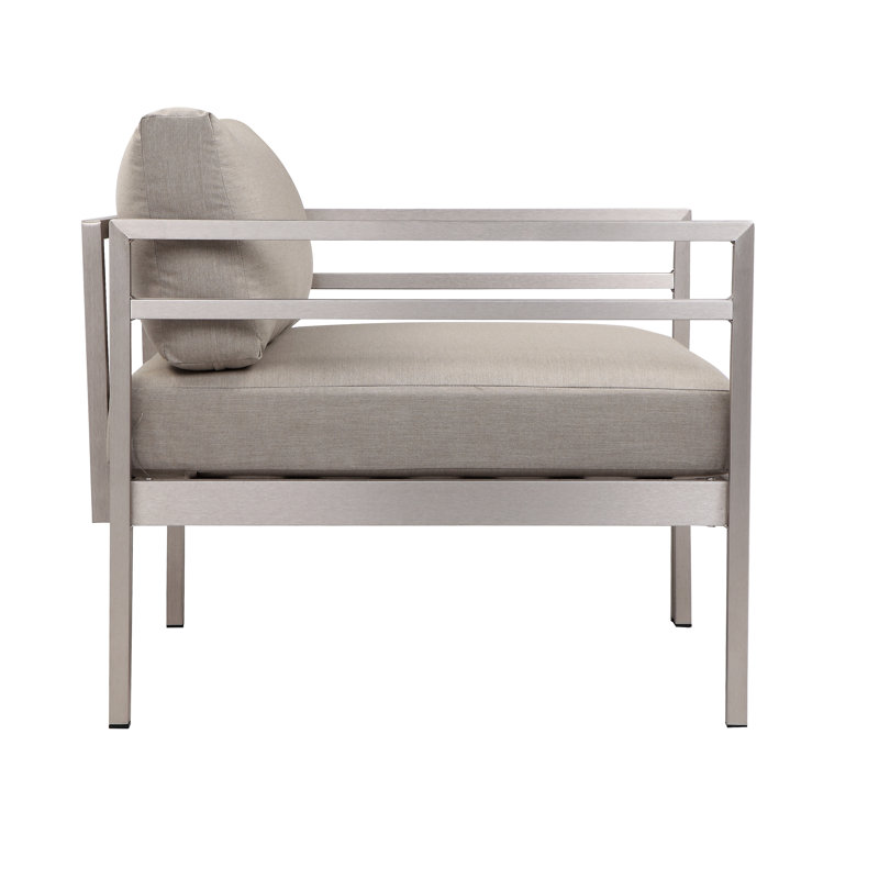 Cold 4 Piece Sofa Set Grey, Silver Frame/Gray Cushion