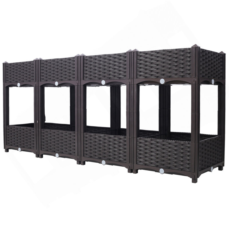 Planter Raised Beds - Elevated Planter Garden Box With Drainage Plug Raised Garden Beds For Vegetable/Flower/Herb Outdoor Standing Planter Beds Gardening Kit,Brown,63"X15.7"X27.7"
