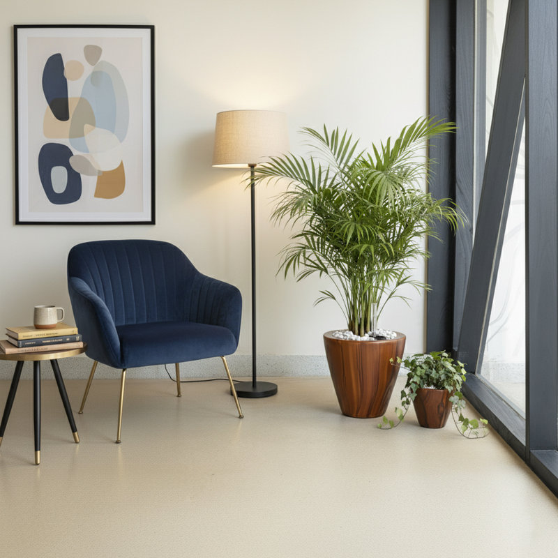 Pots à fleurs en bois brun foncé avec réservoir en plastique