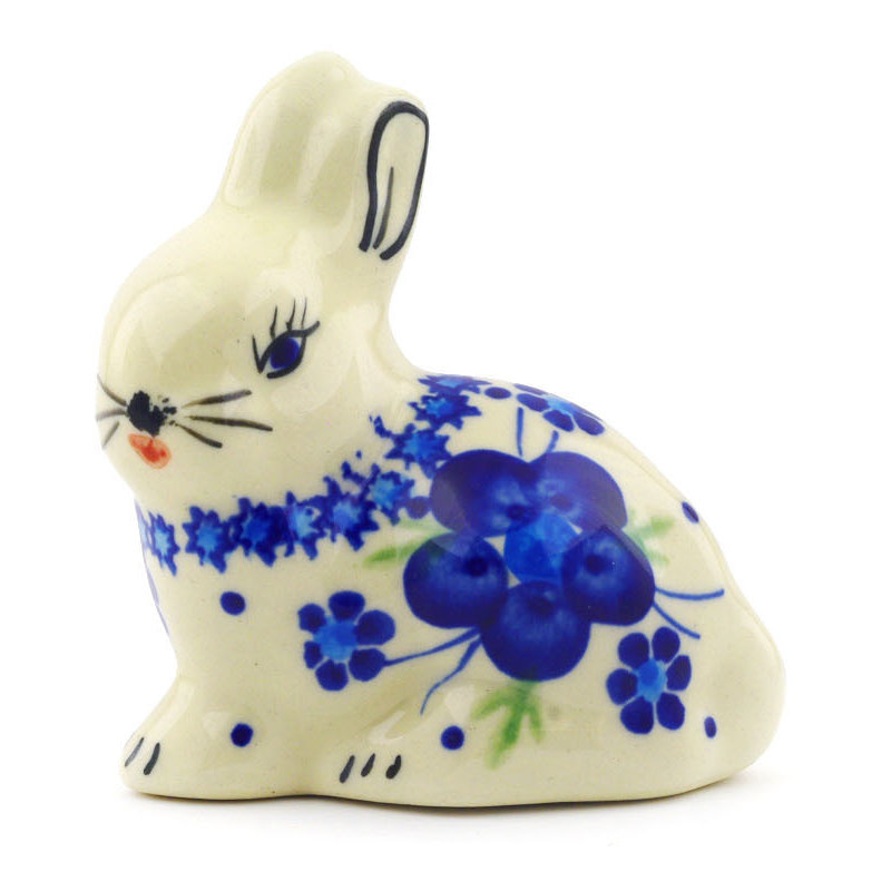 Figurine de lapin bleu-belle fleur