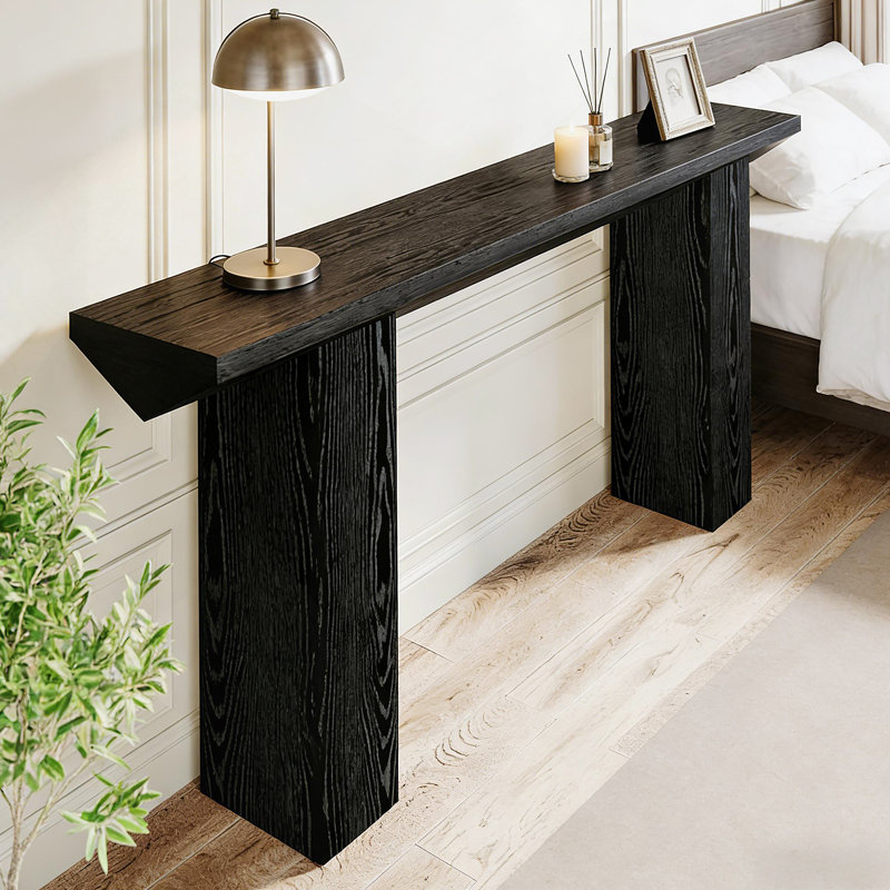 Triangular-Shaped Design Console Table, Modern Entryway Table With Broadened Top For Display And Storage