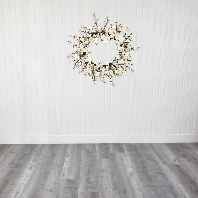 Faux Plum Blossom Plastic 24'' Wreath