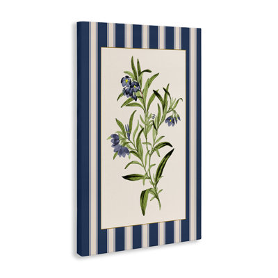 Plante rétro sur toile rayée, design par Corinne Haig