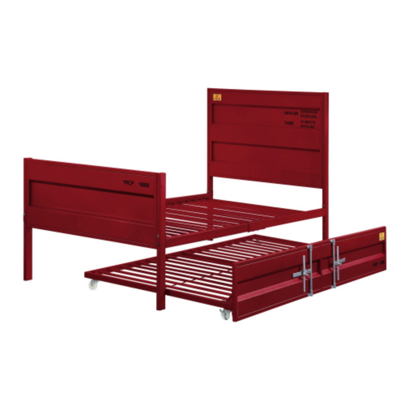 Lit plateforme Mid-Century, Lit simple, Rouge