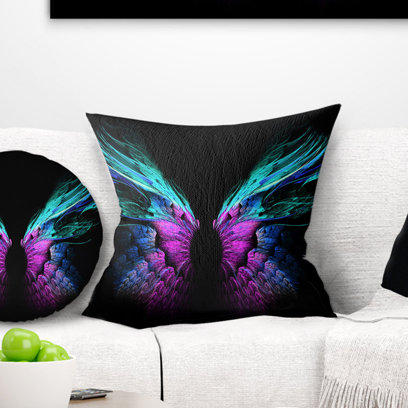 Coussin décoratif à ailes papillon floral, 16 po x 1 po, Coussin décoratif