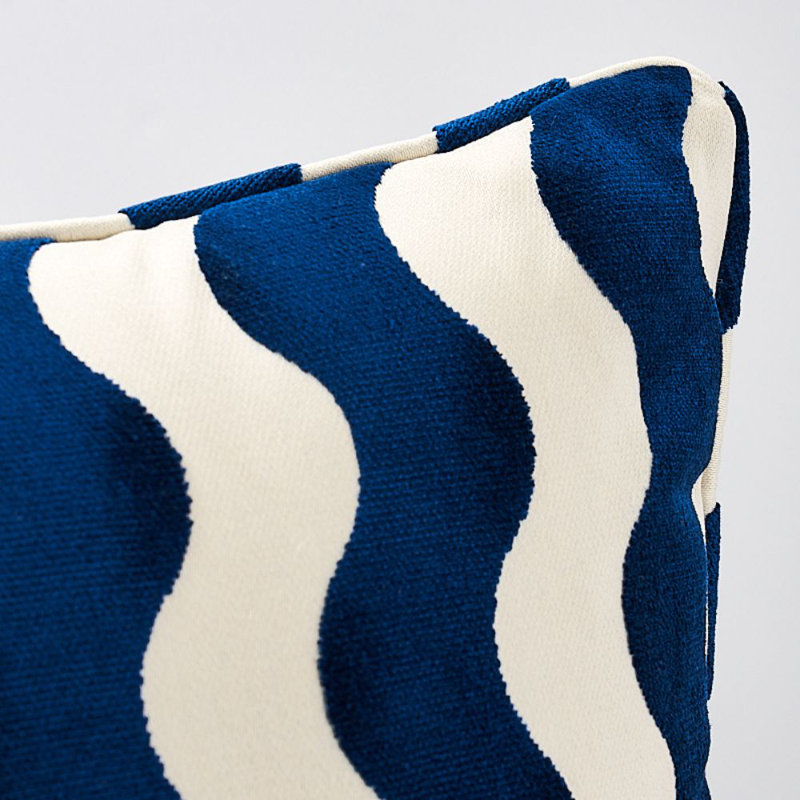 Schumacher x Miles Redd The Wave Pillow, Navy, 20" x 20"