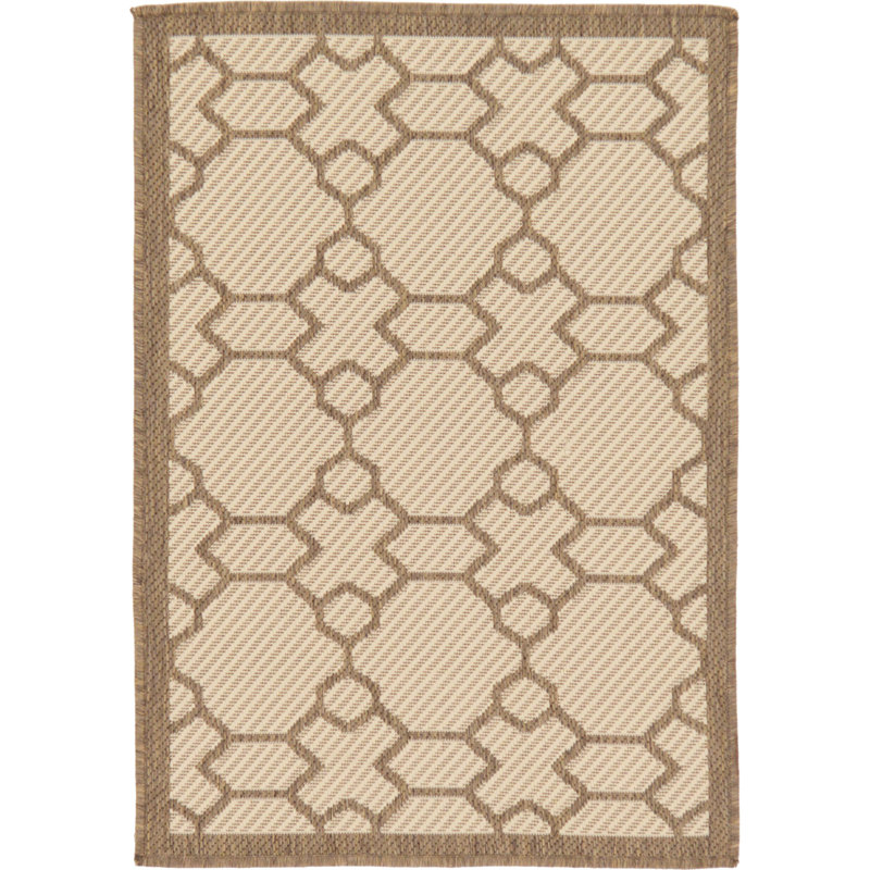 Tapis intérieur / extérieur beige Genevieve, Rectangle 2 pi 2 po x 3 pi 1 po