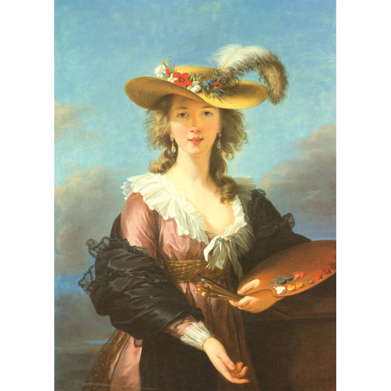 Autoportrait au chapeau de paille, H 24 po x l 17 po