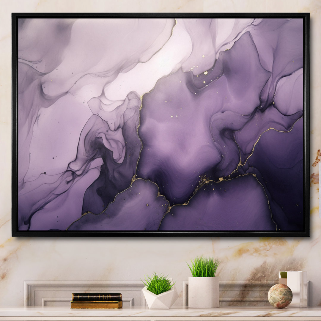 Purple and Grey Marble Ink Clouds X - Fractals Wall Art Wade Logan® Overall 
