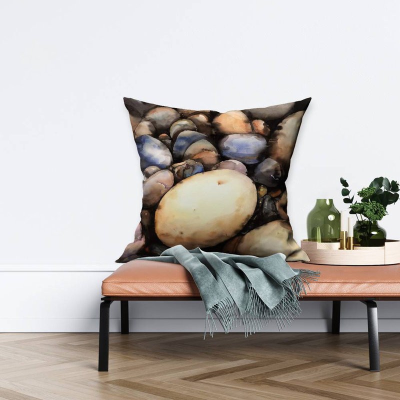 Beach pebbles - 26"x26" Throw pillow - Poly twill - Print on demand