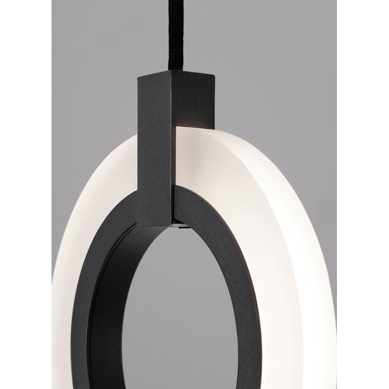 Luminaire suspendu DEL 8 po Nakyiah, Noir, noir, noir, noir