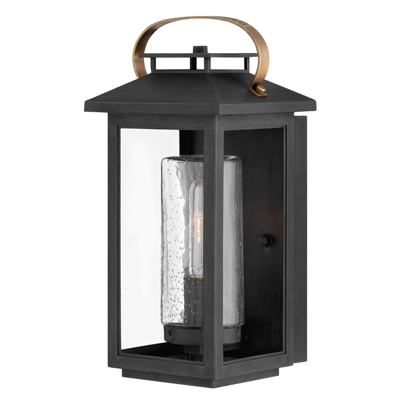 Large Wall Mount Lantern, 14" H x 6.5" W x 7" D, Black