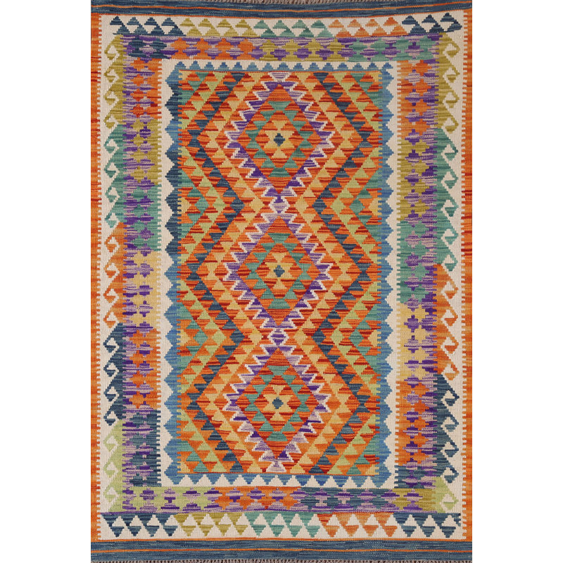 Multolor Kilim Reversible Wool Rug 4x6