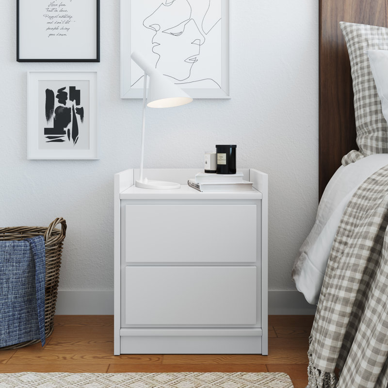 Table de chevet à profil bas Mid-Century Boyd Sleep Adagio, Blanc