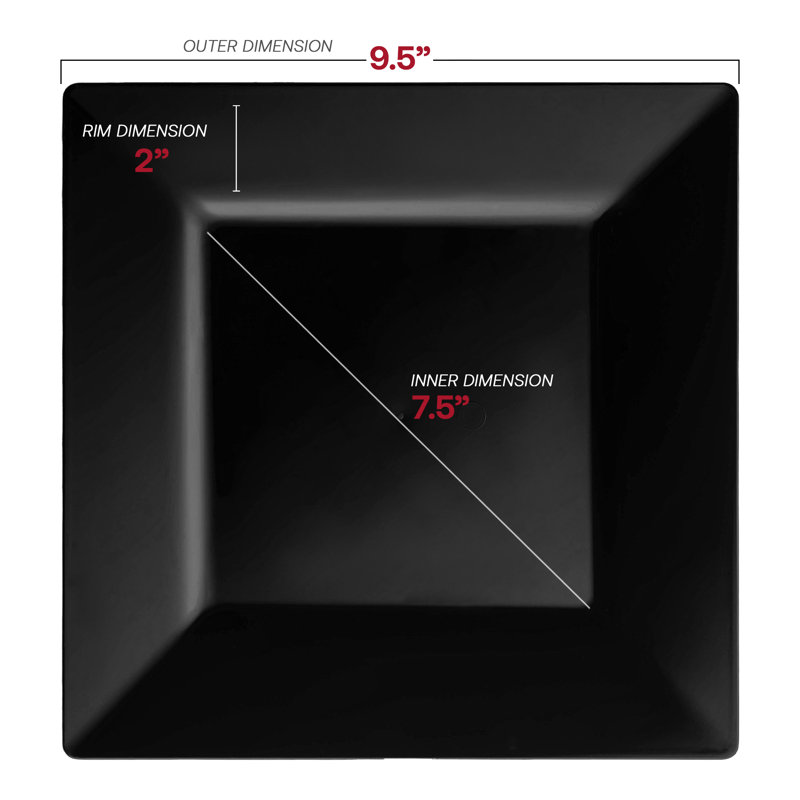 Black Square Plastic Dinner Plates