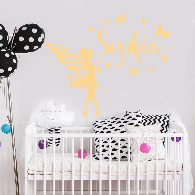 Décalcomanie murale chambre de bébé papillon, Crème