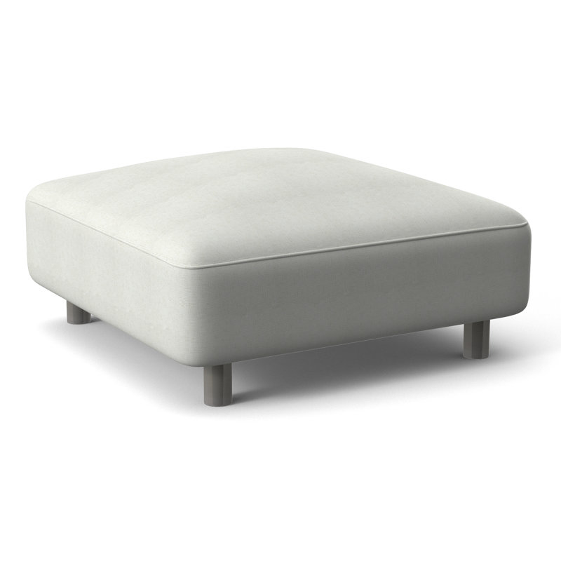 Avanni Outdoor Ottoman with Cushion, Light Grey/Dark Grey Linen 6032-110, Silver