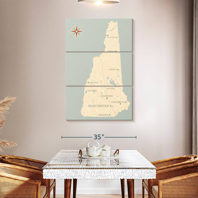 Aliaz New Hampshire Map, 32" H x 20" W