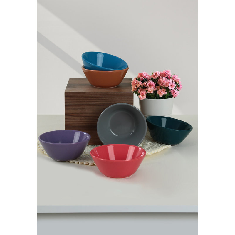 Latitude Run Annaleece 100% CERAMIC Salad Bowl, Multicolor