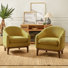 Fauteuil demi-tonneau rembourré avec pieds en bois massif Berklie