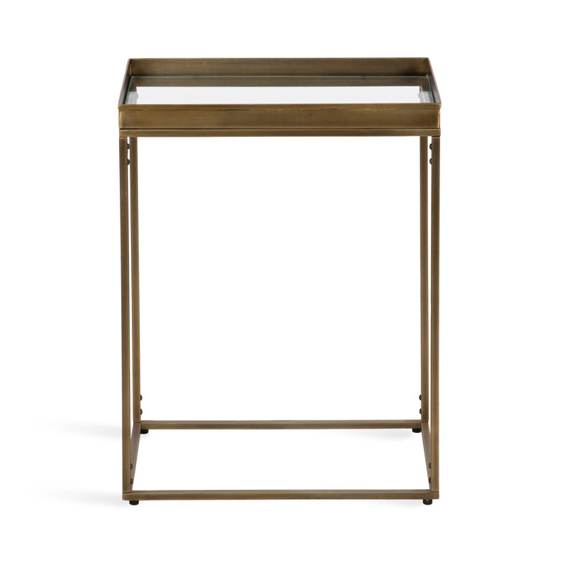 Rectangle Metal and Glass Side Table, Gold