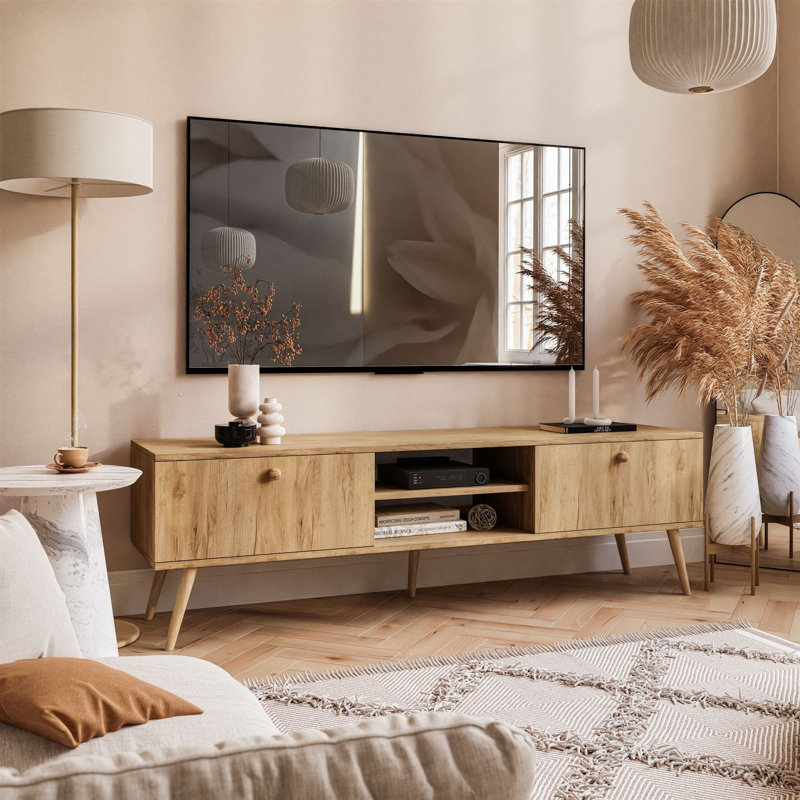 Connerville Unfinished TV Stand for TVs up to 65", Gold Craft Oak