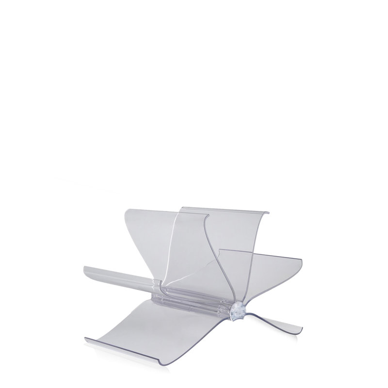 Front Page Polycarbonate Plastic Free Standing Magazine Rack, Transparent Crystal