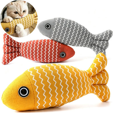 Ensemble de 3 jouets pour chat en peluche avec de l'herbe à chat et un jouet en peluche interactif résistant aux morsures pour les chats (ensemble de 3)