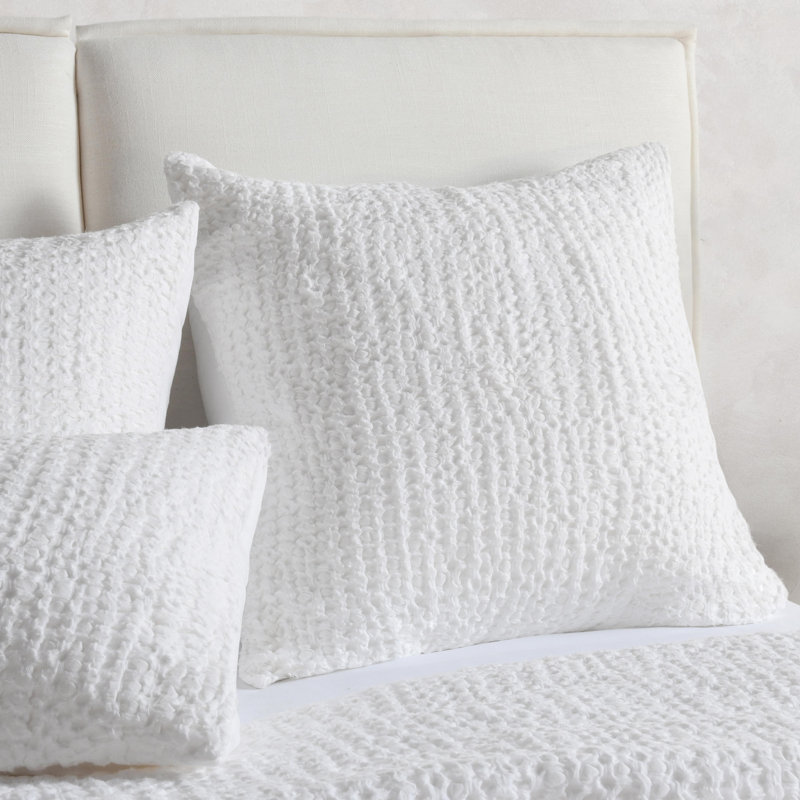 Colmar 4-Piece Linen Blend Quilt Set, King Quilt + 3 Euro Shams, White