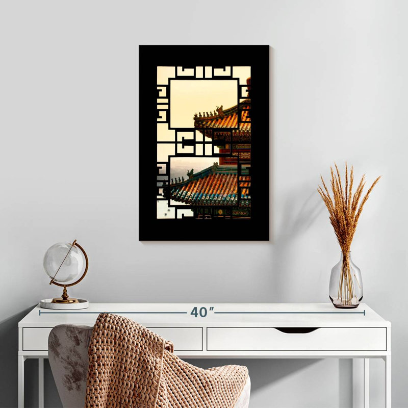 Aime Asian Window Sunset, 24" H x 16" W
