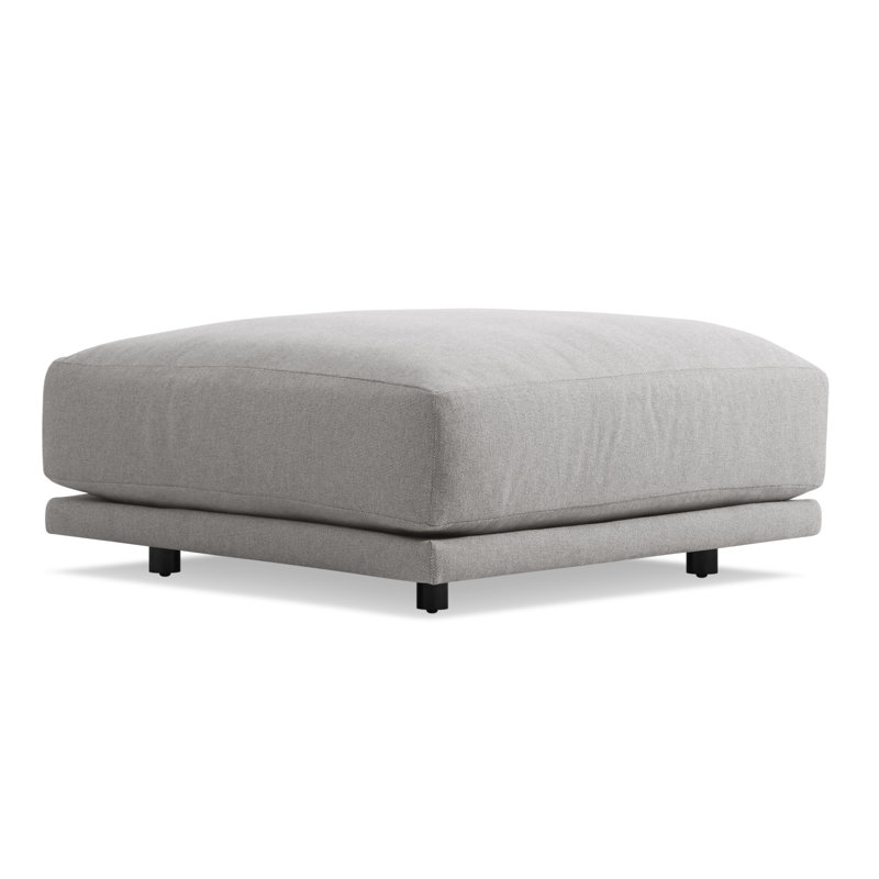 Sunday Upholstered Ottoman, Agnew Gray Textured Basketweave